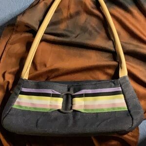 Victoria's Secret Black and Green Mini Bag with Reflective Stripes